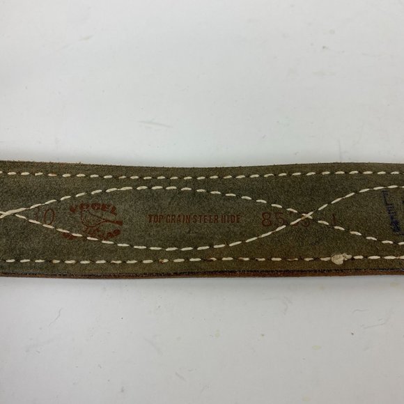 Vogel Of Texas Belt Size 30 Green Leather Steer Hide Embroidered Silver Buckle - Picture 5 of 6